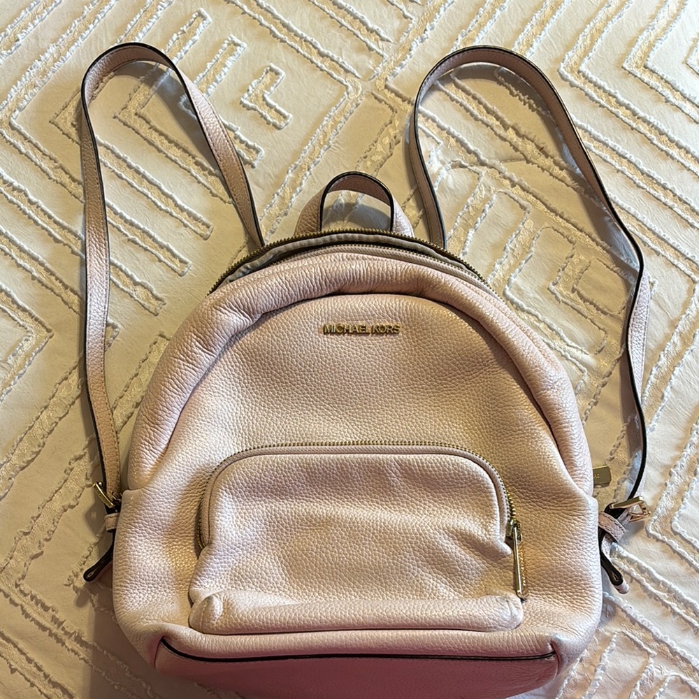 Michael Kors Pink Backpack with Adjustable Straps and Top Handle